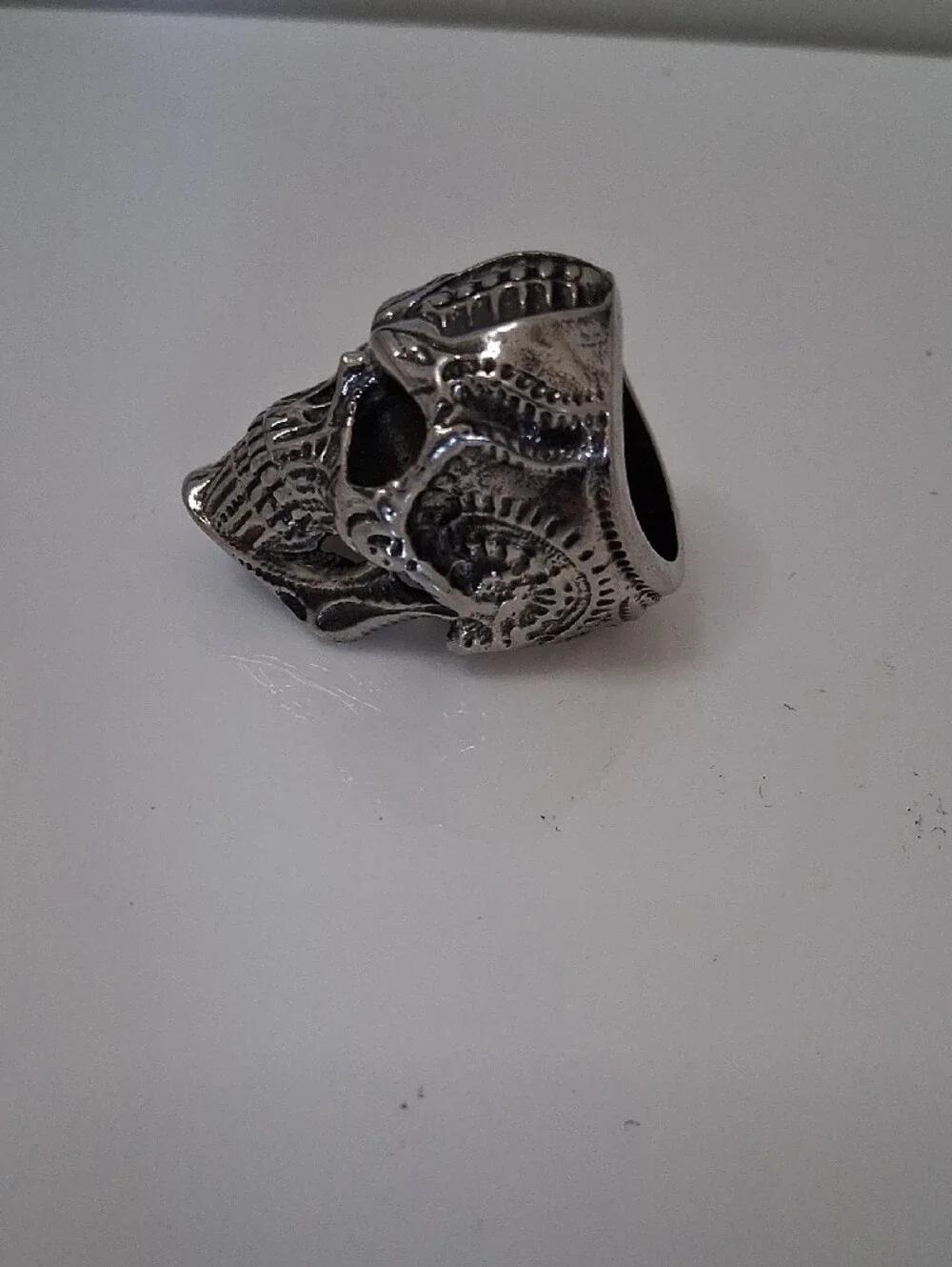Intricate Skull Ring in Antique Silver Tone 316L Surgical Steel